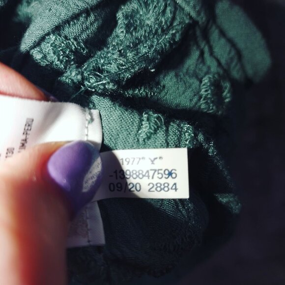 American Eagle Womens Small Green Boho Peasant Top Long Sleeve Embroidered Tunic - Picture 8 of 9